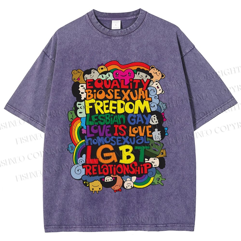 Unisex Unisex Pride Graffiti Printed Washed Tee