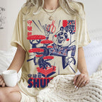 Unisex Vintage Panda Printed Shuhari Graffiti Washed Tee