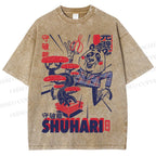 Unisex Vintage Panda Printed Shuhari Graffiti Washed Tee