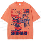 Unisex Vintage Panda Printed Shuhari Graffiti Washed Tee