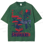 Unisex Vintage Panda Printed Shuhari Graffiti Washed Tee