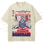 Unisex Turtle Danshari Graffiti Printed Washed Tee