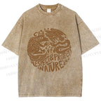Unisex Respect Protect Nature Graffiti Printed Washed Tee