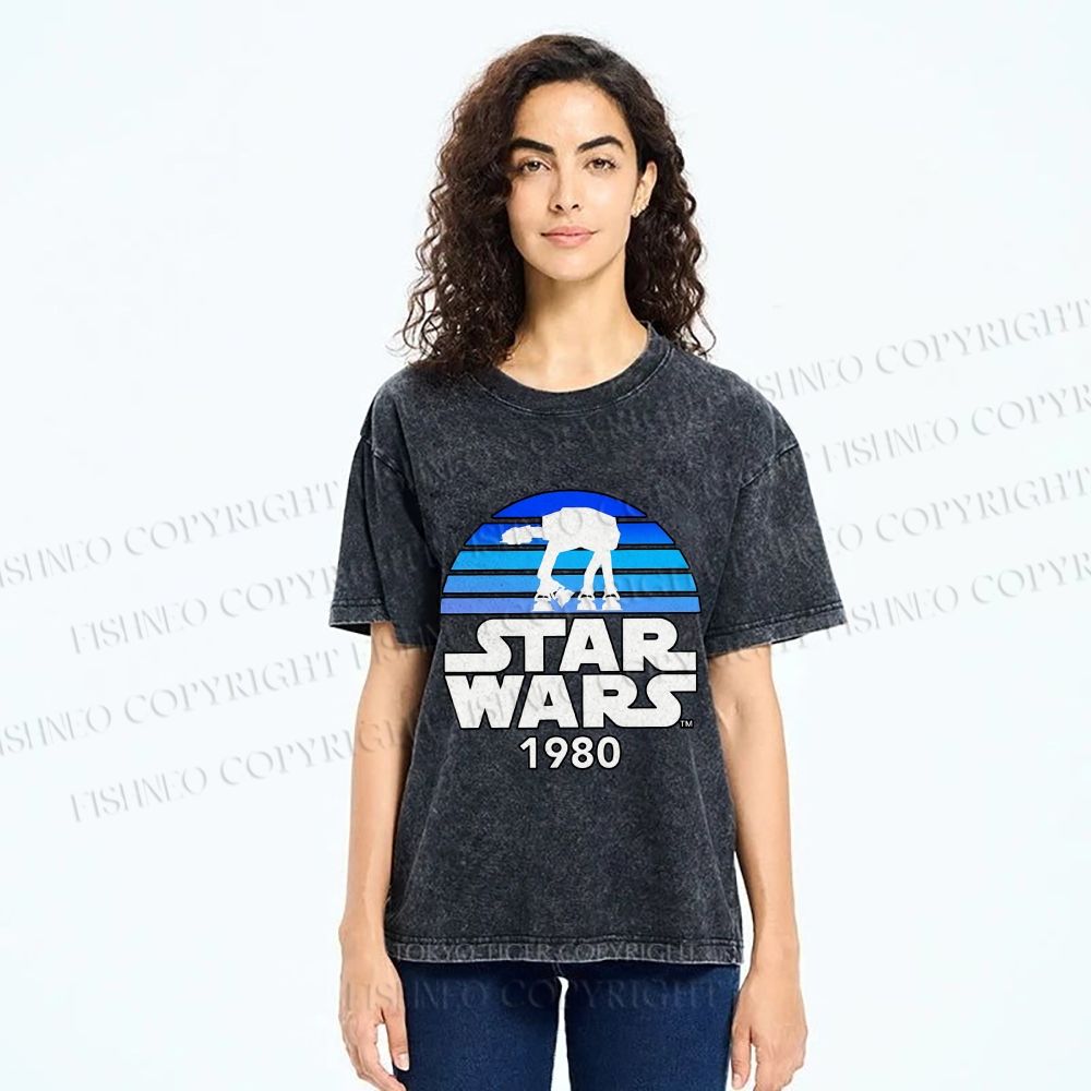 Unisex Star Wars Graffiti Printed Washed Tee