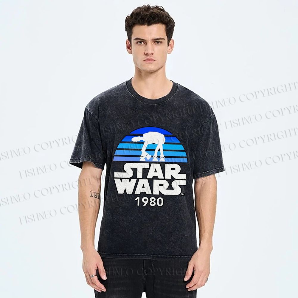 Unisex Star Wars Graffiti Printed Washed Tee