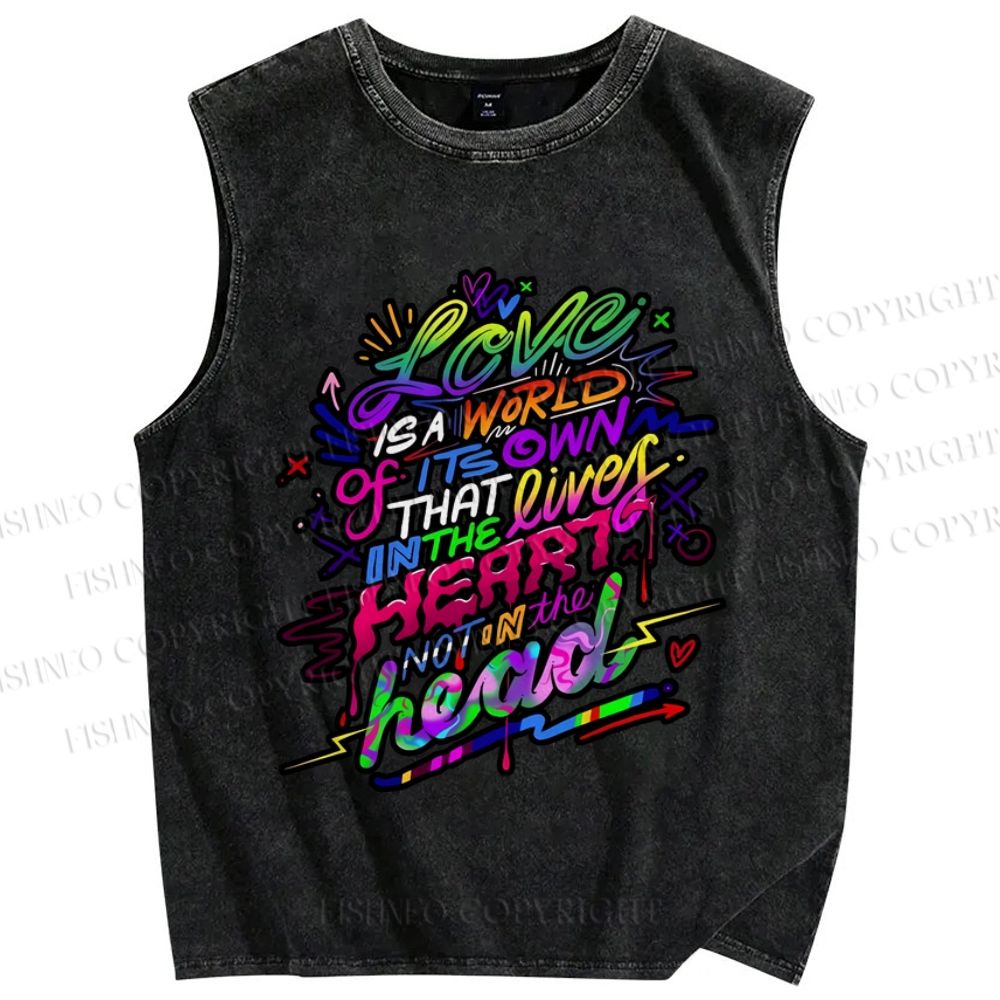 Unisex Pride Love Is A World Of Its Own Printed Washed Tank Top