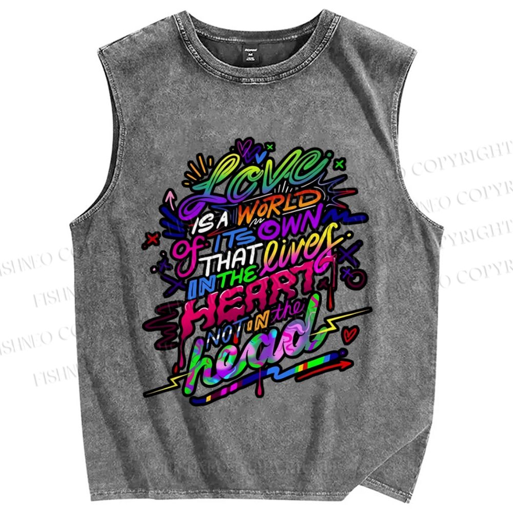 Unisex Pride Love Is A World Of Its Own Printed Washed Tank Top