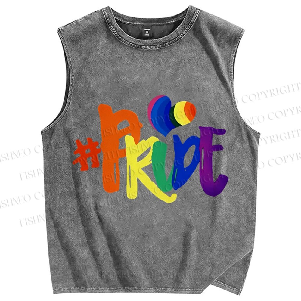 Unisex Pride Printed Washed Tank Top