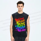 Unisex Pride Love Printed Washed Tank Top