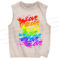 Unisex Pride Love Printed Washed Tank Top