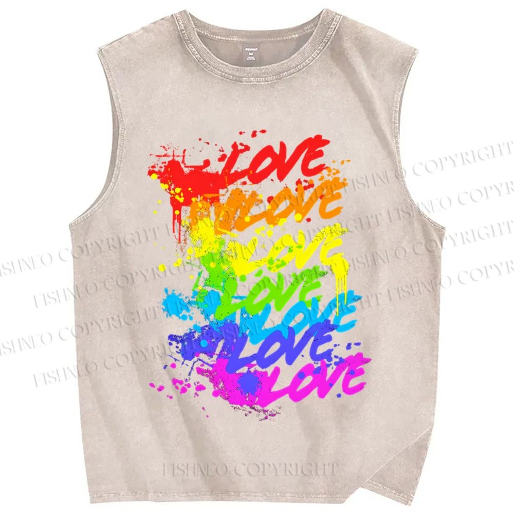 Unisex Pride Love Printed Washed Tank Top