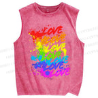 Unisex Pride Love Printed Washed Tank Top