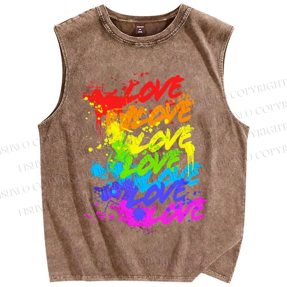Unisex Pride Love Printed Washed Tank Top