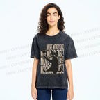 Unisex More Wine Please Drunk Cat Printed Washed Tee
