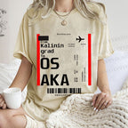 Unisex Osaka Boarding Card Vintage Printed Washed Tee