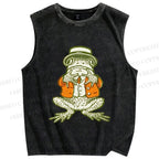 Unisex Mister Frog Printed Washed Tank Top