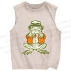 Unisex Mister Frog Printed Washed Tank Top