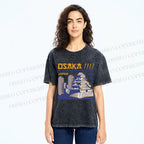 Unisex Japanese Architecture Printed Washed Tee