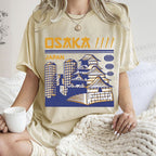 Unisex Japanese Architecture Printed Washed Tee