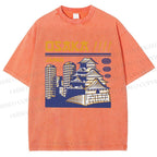 Unisex Japanese Architecture Printed Washed Tee