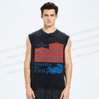 Unisex Handa Printed Washed Tank Top