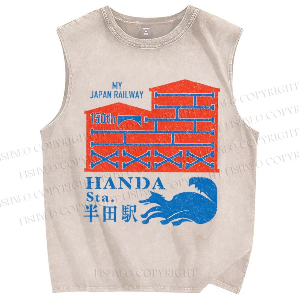 Unisex Handa Printed Washed Tank Top