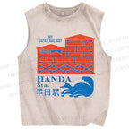 Unisex Handa Printed Washed Tank Top