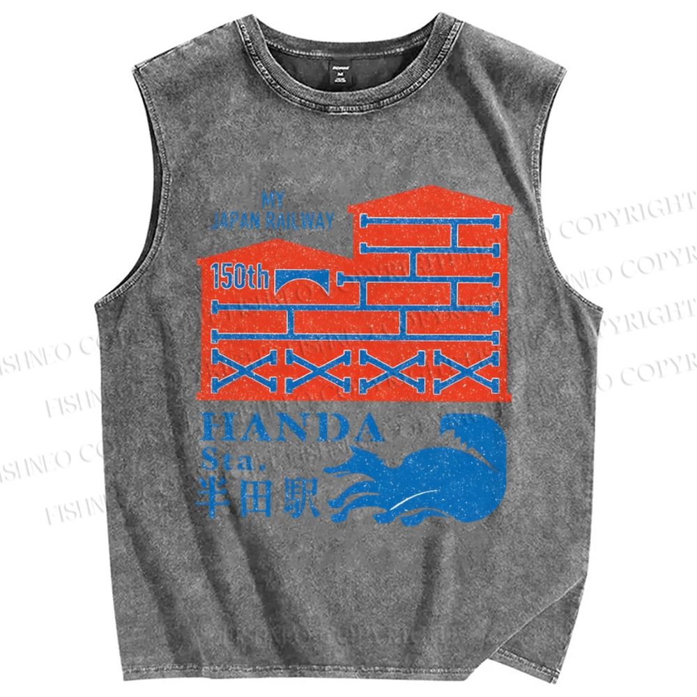 Unisex Handa Printed Washed Tank Top