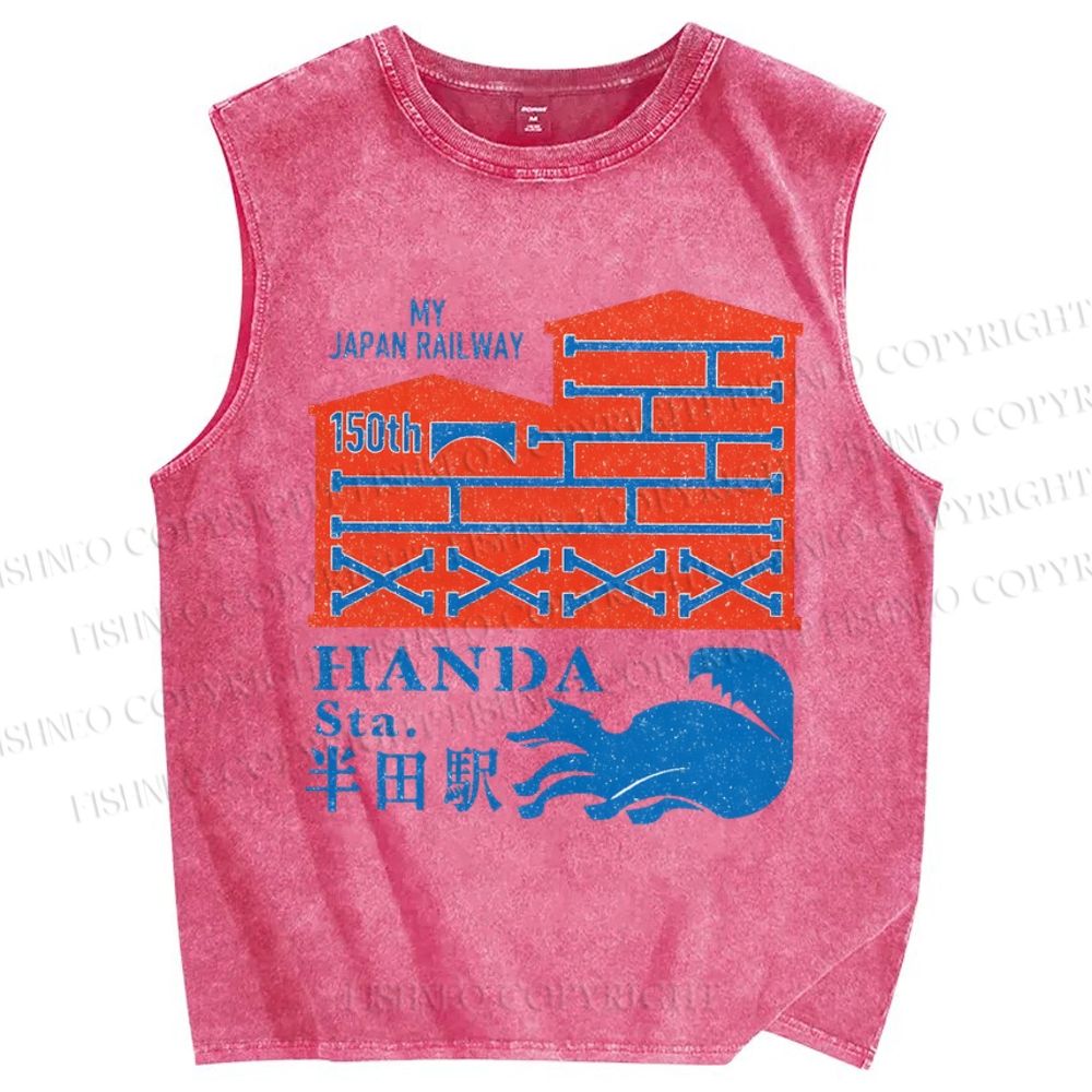 Unisex Handa Printed Washed Tank Top