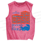 Unisex Handa Printed Washed Tank Top