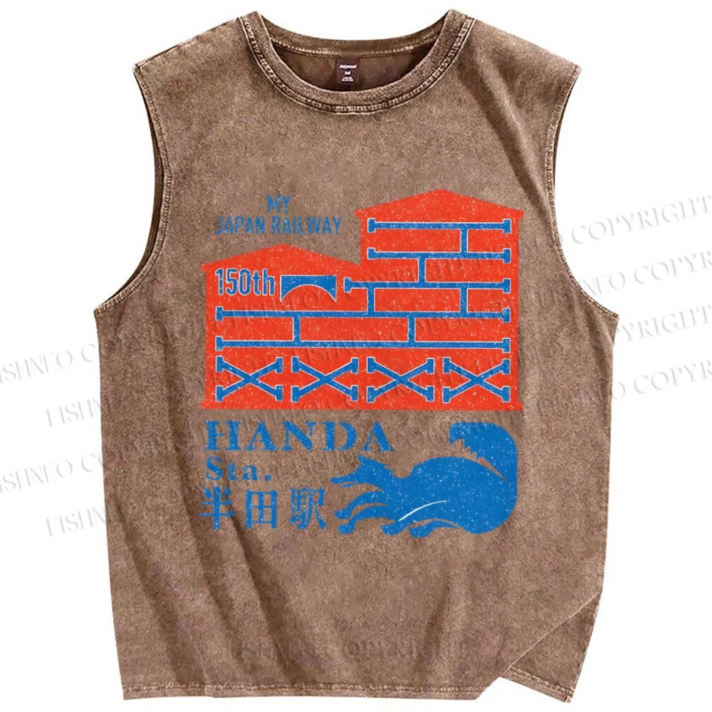 Unisex Handa Printed Washed Tank Top