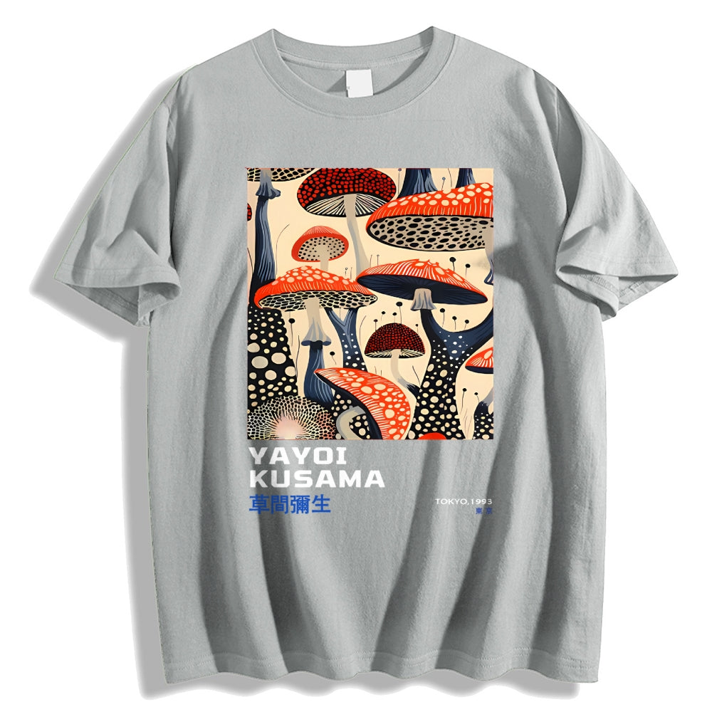 Yayoi Kusama Mushroom Vintage Wash Japanese Cotton casual T-shirt