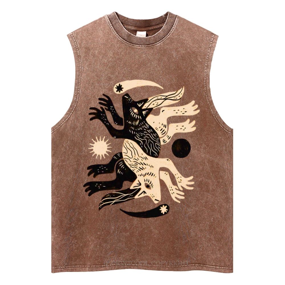 Alternating Wolves Unisex Washed Tank Top