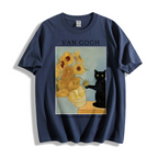 Black Cat With Sunflowers Classic T-Shirt