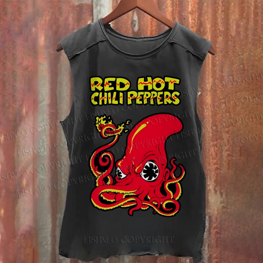 Vintage Octopus Red Hot Chili Pepper Washed Tank Top