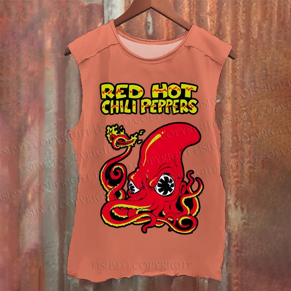 Vintage Octopus Red Hot Chili Pepper Washed Tank Top