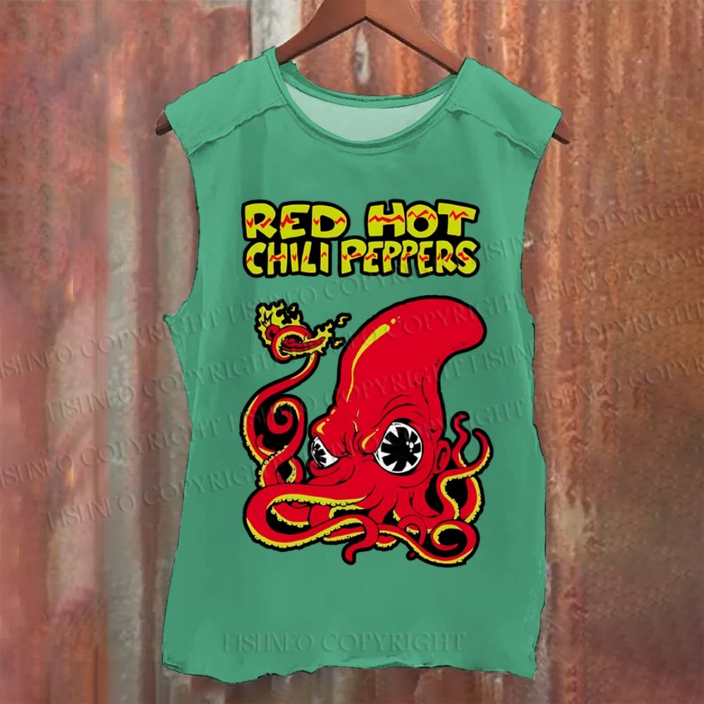 Vintage Octopus Red Hot Chili Pepper Washed Tank Top