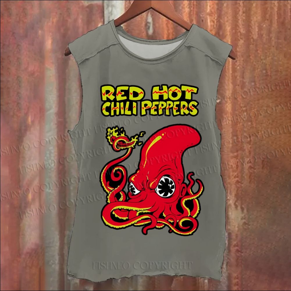 Vintage Octopus Red Hot Chili Pepper Washed Tank Top