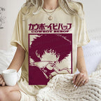 Unisex Japanese Cowboy Bebop Printed Washed Tee