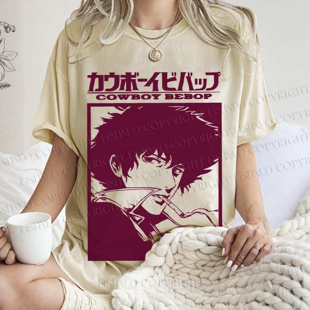 Unisex Japanese Cowboy Bebop Printed Washed Tee