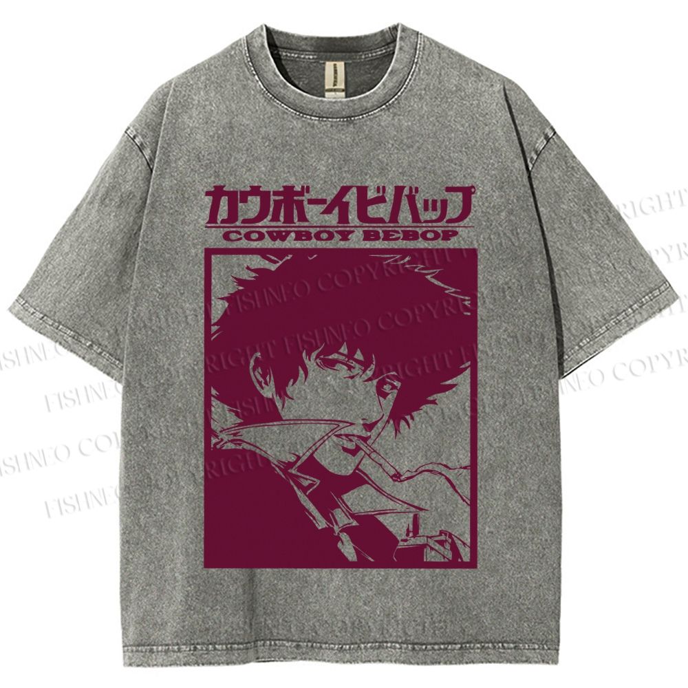 Unisex Japanese Cowboy Bebop Printed Washed Tee