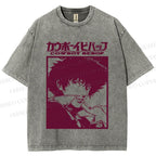 Unisex Japanese Cowboy Bebop Printed Washed Tee
