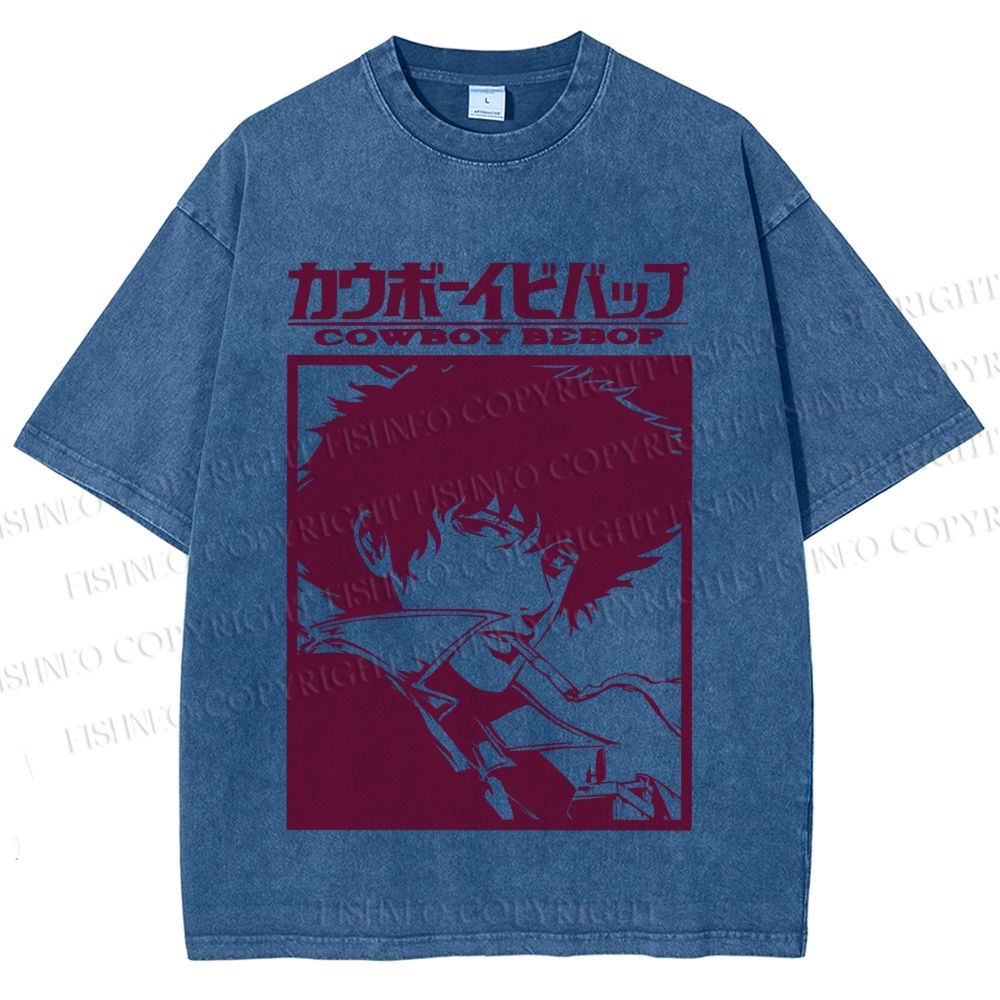 Unisex Japanese Cowboy Bebop Printed Washed Tee