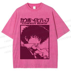 Unisex Japanese Cowboy Bebop Printed Washed Tee