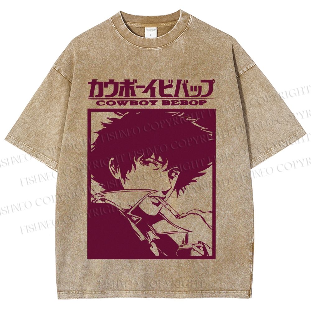 Unisex Japanese Cowboy Bebop Printed Washed Tee