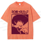 Unisex Japanese Cowboy Bebop Printed Washed Tee