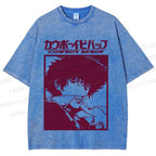 Unisex Japanese Cowboy Bebop Printed Washed Tee