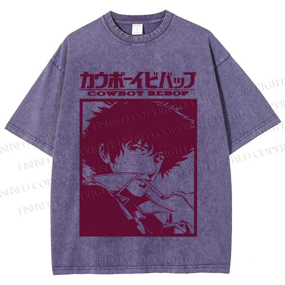 Unisex Japanese Cowboy Bebop Printed Washed Tee