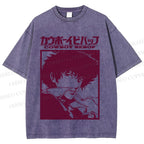 Unisex Japanese Cowboy Bebop Printed Washed Tee