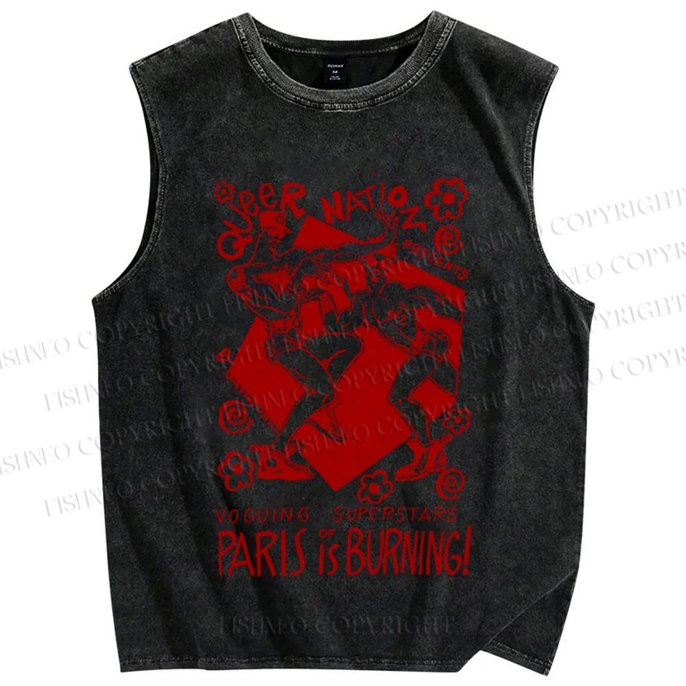 Unisex Pride Queer Mation Printed Washed Tank Top